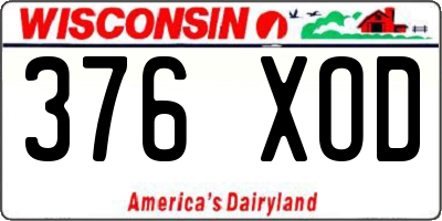 WI license plate 376XOD