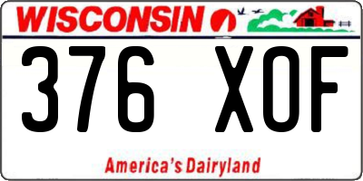 WI license plate 376XOF