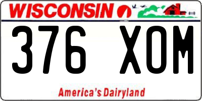 WI license plate 376XOM