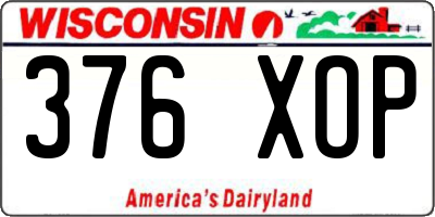 WI license plate 376XOP