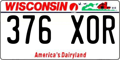 WI license plate 376XOR