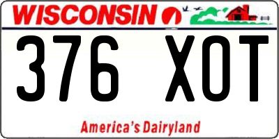 WI license plate 376XOT
