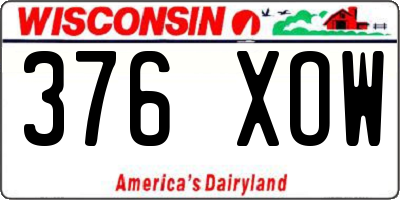 WI license plate 376XOW
