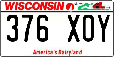 WI license plate 376XOY