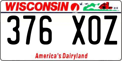 WI license plate 376XOZ