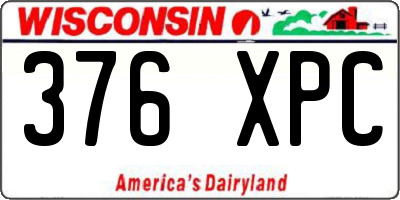 WI license plate 376XPC