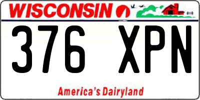 WI license plate 376XPN