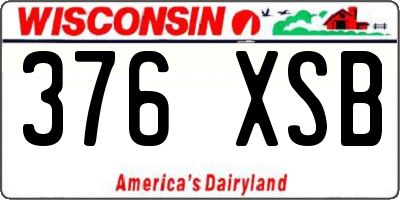 WI license plate 376XSB