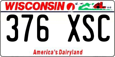 WI license plate 376XSC