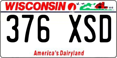 WI license plate 376XSD