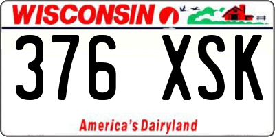 WI license plate 376XSK