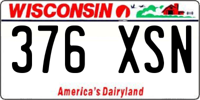 WI license plate 376XSN