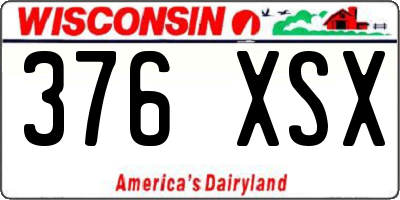 WI license plate 376XSX