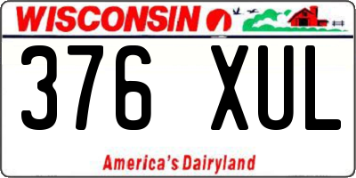 WI license plate 376XUL