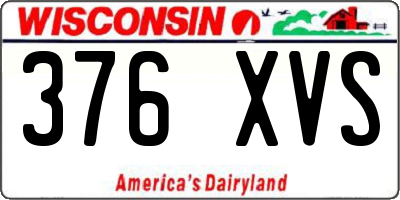 WI license plate 376XVS