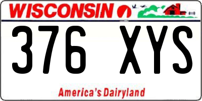 WI license plate 376XYS