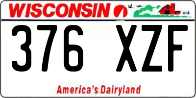 WI license plate 376XZF