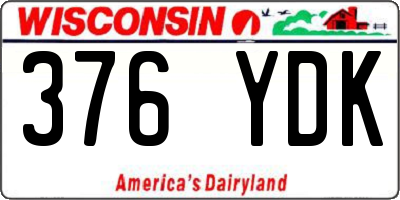 WI license plate 376YDK
