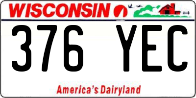 WI license plate 376YEC