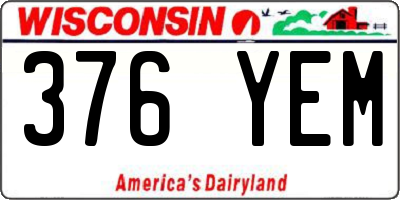 WI license plate 376YEM