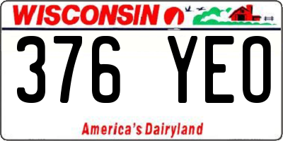 WI license plate 376YEO