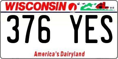 WI license plate 376YES