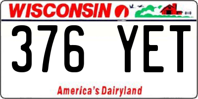 WI license plate 376YET