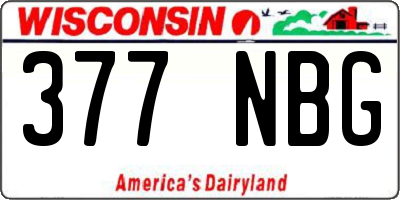 WI license plate 377NBG