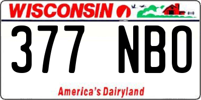 WI license plate 377NBO