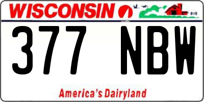 WI license plate 377NBW