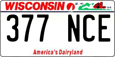 WI license plate 377NCE