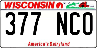 WI license plate 377NCO
