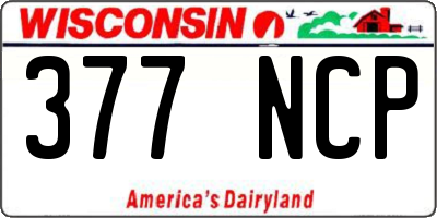 WI license plate 377NCP