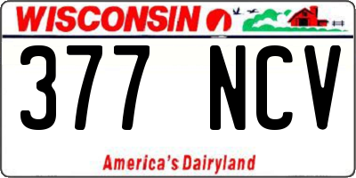 WI license plate 377NCV