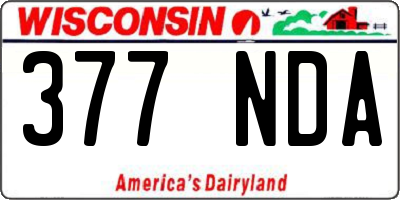 WI license plate 377NDA
