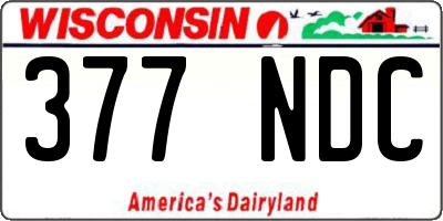 WI license plate 377NDC