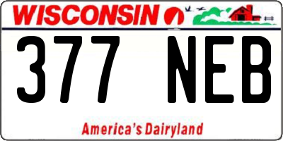 WI license plate 377NEB
