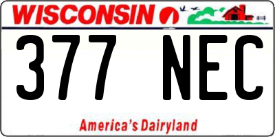 WI license plate 377NEC
