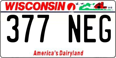WI license plate 377NEG