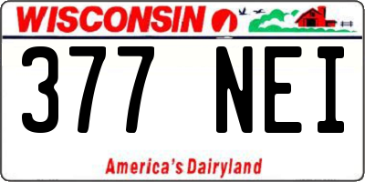 WI license plate 377NEI