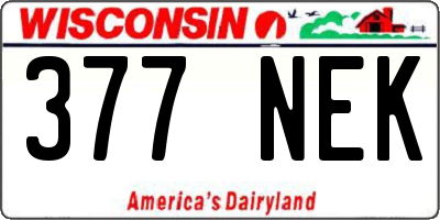 WI license plate 377NEK