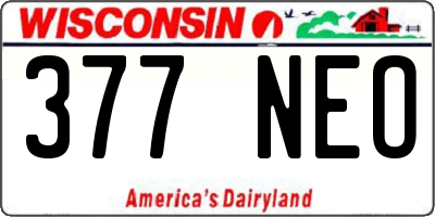 WI license plate 377NEO