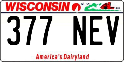 WI license plate 377NEV