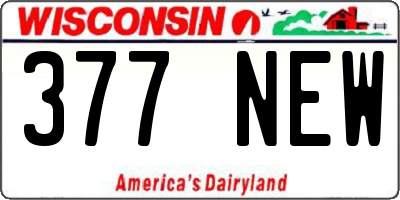 WI license plate 377NEW
