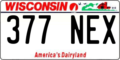 WI license plate 377NEX