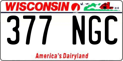 WI license plate 377NGC