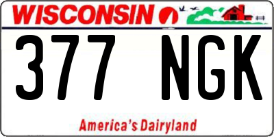 WI license plate 377NGK