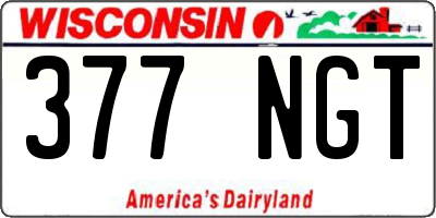 WI license plate 377NGT