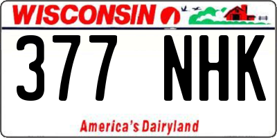 WI license plate 377NHK