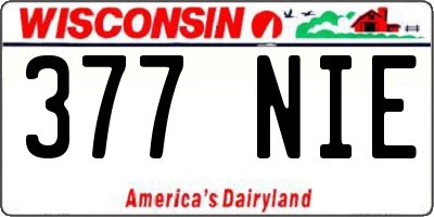 WI license plate 377NIE